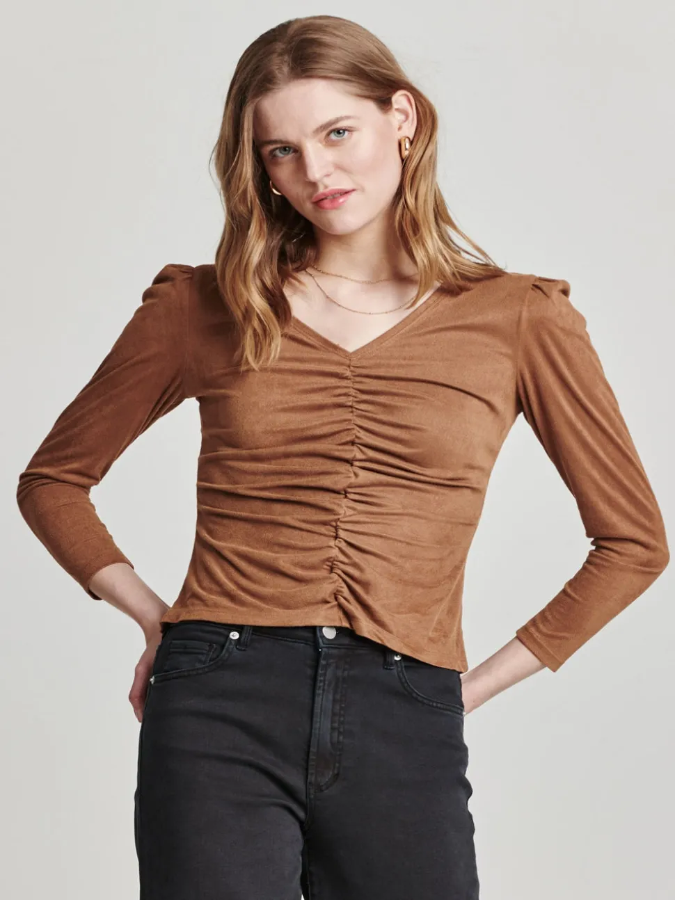 Another Love Shay Suede Top - Toffee