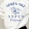 Apres Ski Aspen Colorado Oversized Sweatshirt - White/Blue
