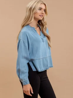 Autumn Denim Split Top - Denim