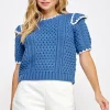 Azure Dream Embroidery Sweater - Blue Moon