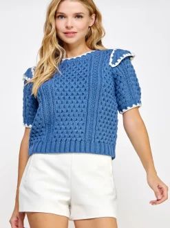 Azure Dream Embroidery Sweater - Blue Moon