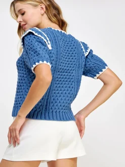 Azure Dream Embroidery Sweater - Blue Moon
