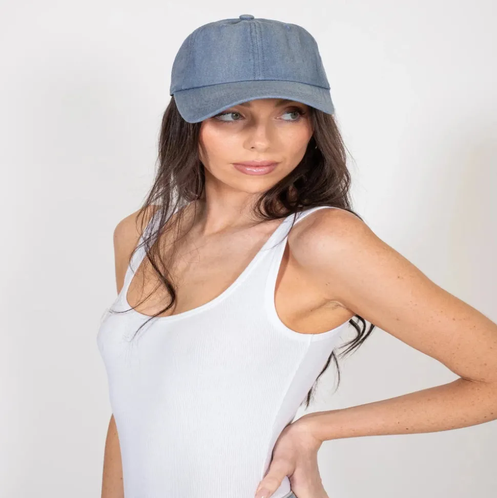 Brunette The Label Denim Ball Cap - Light Denim