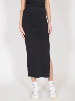 Brunette The Label Ribbed Fitted Maxi Skirt - Black