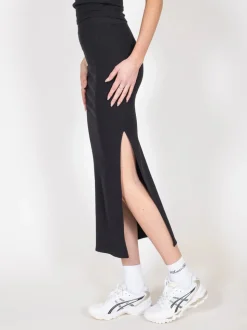 Brunette The Label Ribbed Fitted Maxi Skirt - Black