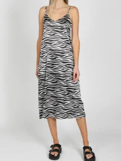 Brunette The Label Silk Maxi Slip Dress- Zebra
