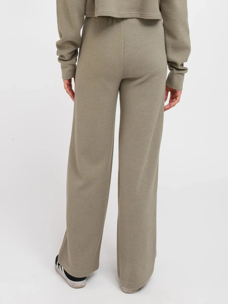 Brunette The Label Waffle Knit Wide Leg Pant - Olive