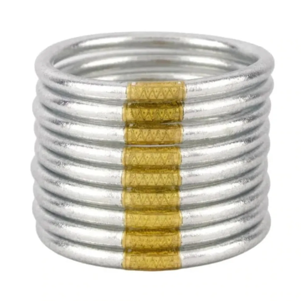BuDhaGirl Silver All Weather Bangles SM (Set of 9)