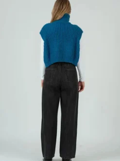 Cable Knit Sweater Vest - Blue