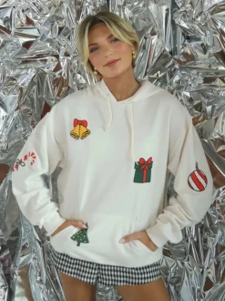 Christmas Patchwork Hoodie - White