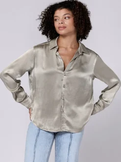Dear John Galina Button Down Top - Vetiver