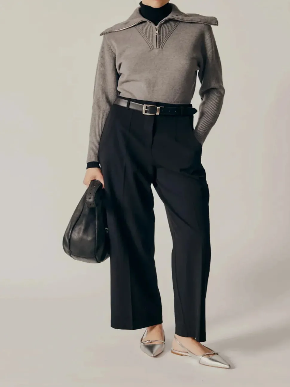 Deluc Lobelia Turtleneck Sweater - Grey Melange