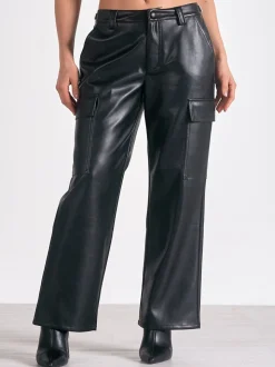 Elan Cargo Leather Pants - Black