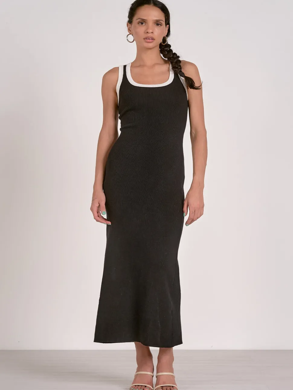 Elan Maxi Tank Contrast Dress - Black/White