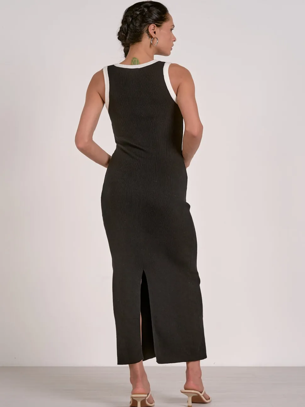 Elan Maxi Tank Contrast Dress - Black/White