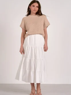 Elan Opal Sweater Dress - White Beige Combo