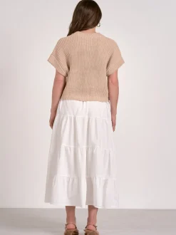 Elan Opal Sweater Dress - White Beige Combo