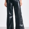 Elan Sleek Shadows High Waist Leather Pants - Black