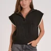 Elan Sleeveless Half Zip Sweater - Black/White