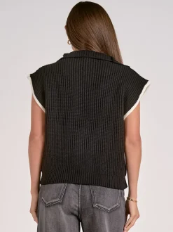 Elan Sleeveless Half Zip Sweater - Black/White