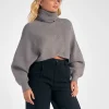 Elan Turtleneck Crop Sweater - Charcoal