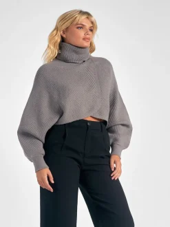 Elan Turtleneck Crop Sweater - Charcoal