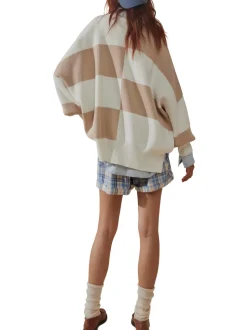 Free People Checkered Easy Street Tunic - White Sand Combo