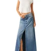 Free People Come As You Are Denim Maxi Skirt - Sapphire Blue