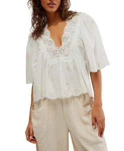 Free People Costal Eyelet Top - Bright White