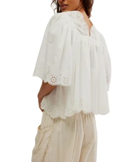 Free People Costal Eyelet Top - Bright White