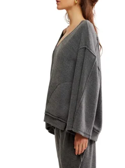 Free People Day Off Pullover - Washed Black