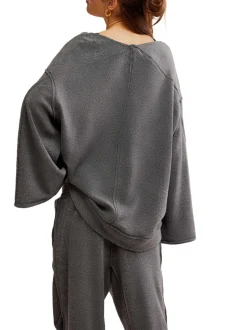 Free People Day Off Pullover - Washed Black