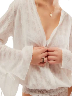 Free People Everything's Rosy Solid Bodysuit - Ivory