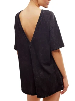 Free People Hot Shot Tee Romper Coddy - Black