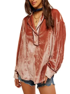 Free People Luxy Velvet Solid Top - Cedar Wood