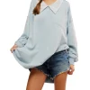 Free People Madeleine Sweatshirt - Winter Sky Combo