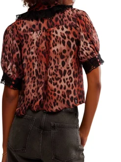 Free People My Love Blouse Printed - Leopard Combo