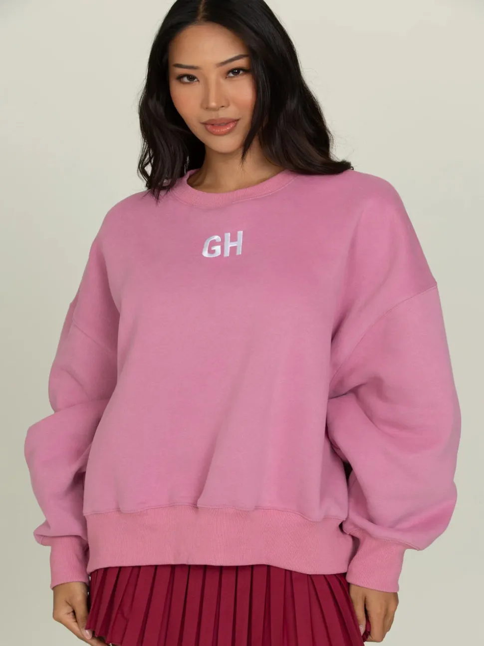 Gold Hinge Embroidered Sweatshirt - Pale Berry