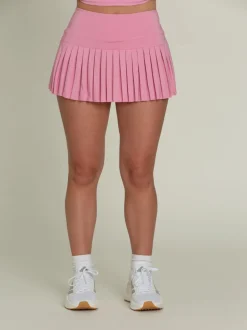 Gold Hinge Pleated Tennis Skirt - True Pink
