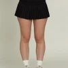 Gold Hinge Pleated Tennis Skirt - Black