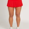 Gold Hinge Pleated Tennis Skirt - Candy Red