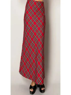 Holiday Flare Maxi Skirt - Plaid