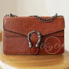 Into The Deep Faux Snakeskin Handbag - Cognac