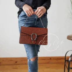 Into The Deep Faux Snakeskin Handbag - Cognac