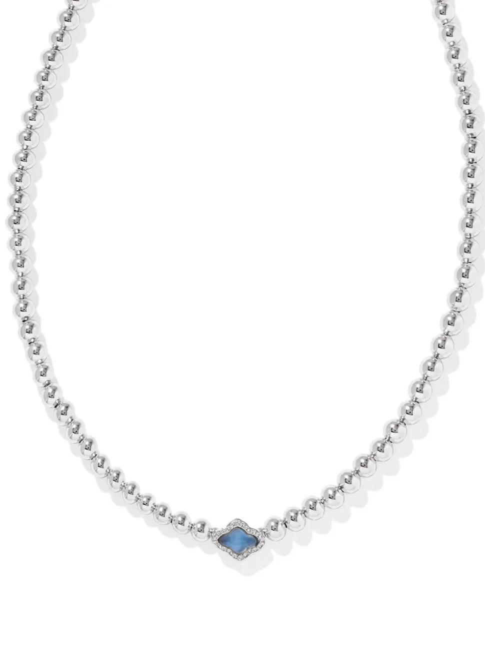 Kendra Scott Abbie Beaded Necklace - Silver Light Blue MOP