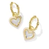 Kendra Scott Ari Heart Enamel Frame Huggie Earrings - Gold Ivory MOP