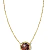 Kendra Scott Basketball Short Pendant Necklace - Gold Orange Goldstone