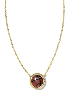 Kendra Scott Basketball Short Pendant Necklace - Gold Orange Goldstone