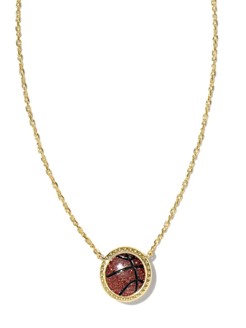 Kendra Scott Basketball Short Pendant Necklace - Gold Orange Goldstone
