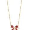 Kendra Scott Blair Bow Small Pendant Necklace - Gold Bright Red Drusy
